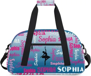 Custom Dance Bag Gym Bag for Women, Personalized Sport Duffel Bag Weekender Bags Travel Duffel Bag Blue Gradient Ballet Bags