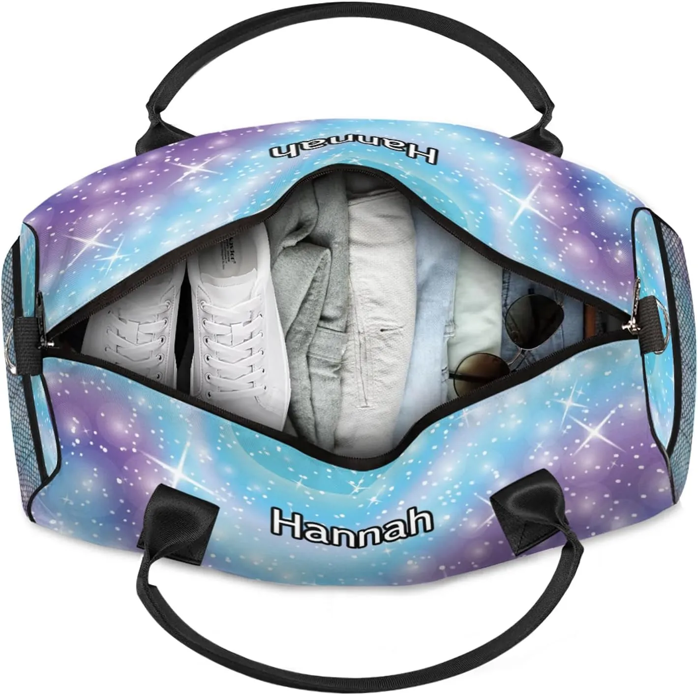 Custom Dance Duffel Bag with Name Personalized Dance Ballet Bags Waterproof Customized Travel Bag Carry-On Tote 17.4in, Cosmos Blue