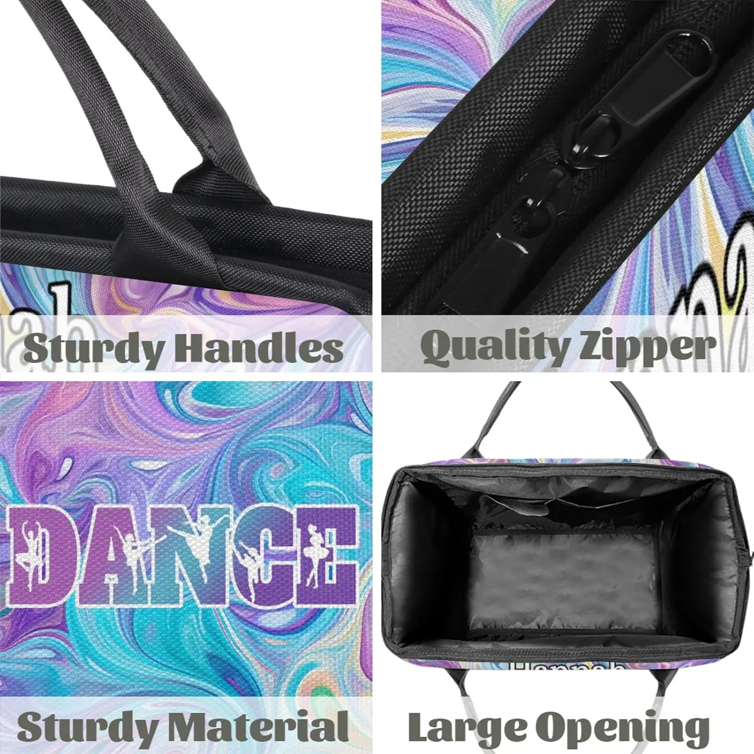 Custom Dance Duffel Bag with Name Personalized Sport Gym Bags Waterproof Customized Travel Duffel Bags Overnight Weekender Carry-On Tote 15.2in, Blue Purple Oil Painting