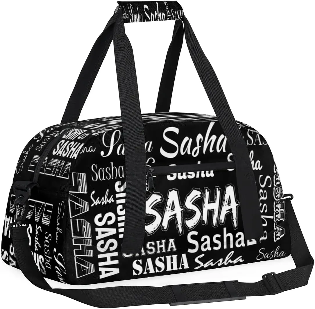 Custom Dance Gym Bags for Women, Personalized Name Sport Duffel Bag Weekender Bags Travel Duffel Bag Black Gifts