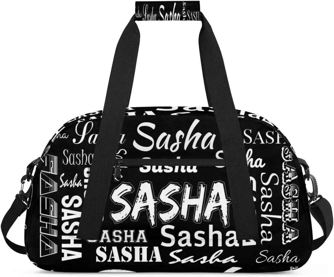 Custom Dance Gym Bags for Women, Personalized Name Sport Duffel Bag Weekender Bags Travel Duffel Bag Black Gifts
