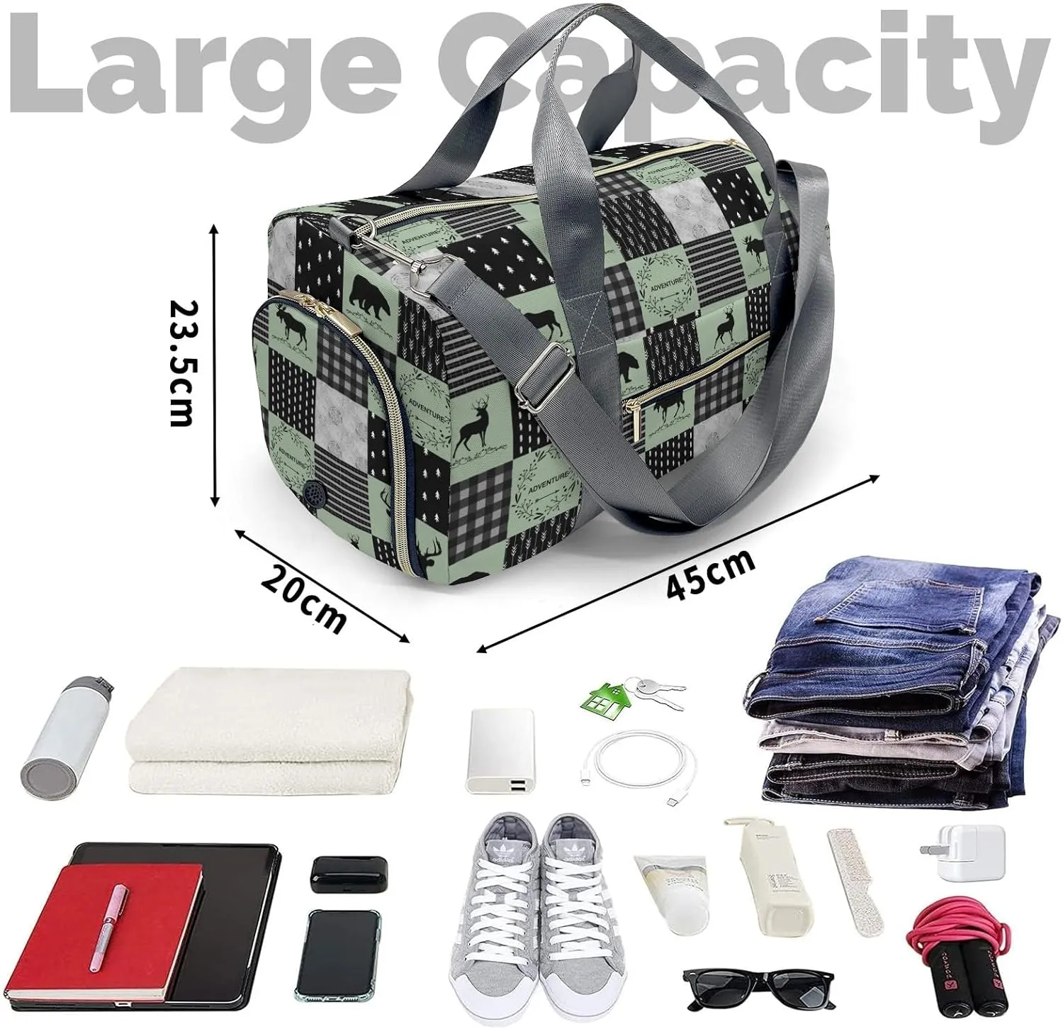 Custom Duffel Bag Adventure Wild One Deer Bear Adventure Awaits: Best Travel Bags for Hiking and Sports