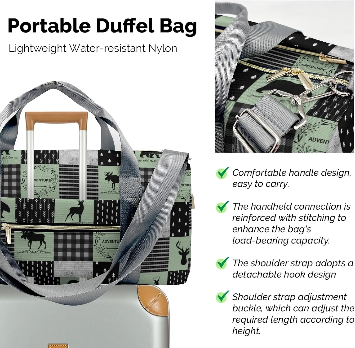 Custom Duffel Bag Adventure Wild One Deer Bear Adventure Awaits: Best Travel Bags for Hiking and Sports