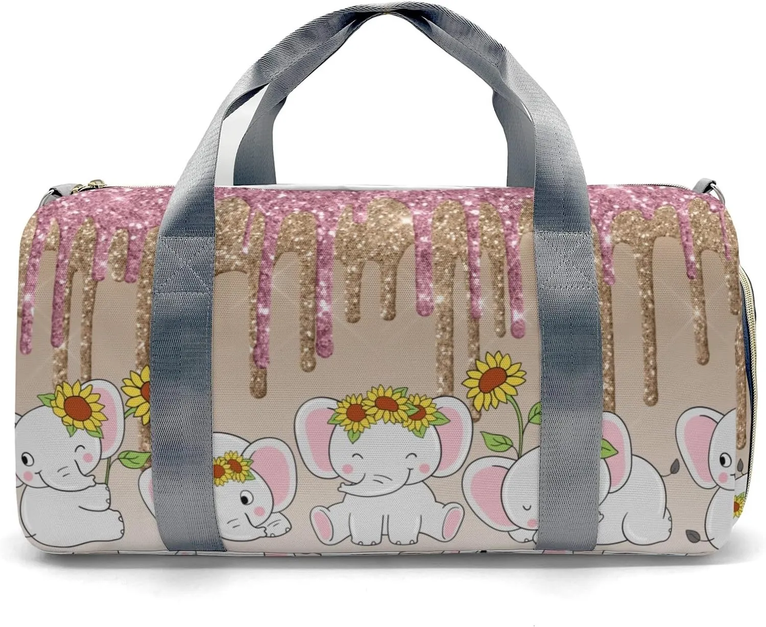 Custom Duffel Bag Dripping Gold Rose Glitter Elephant Sunflower Adventure Awaits: Best Travel Bags for Hiking and Sports