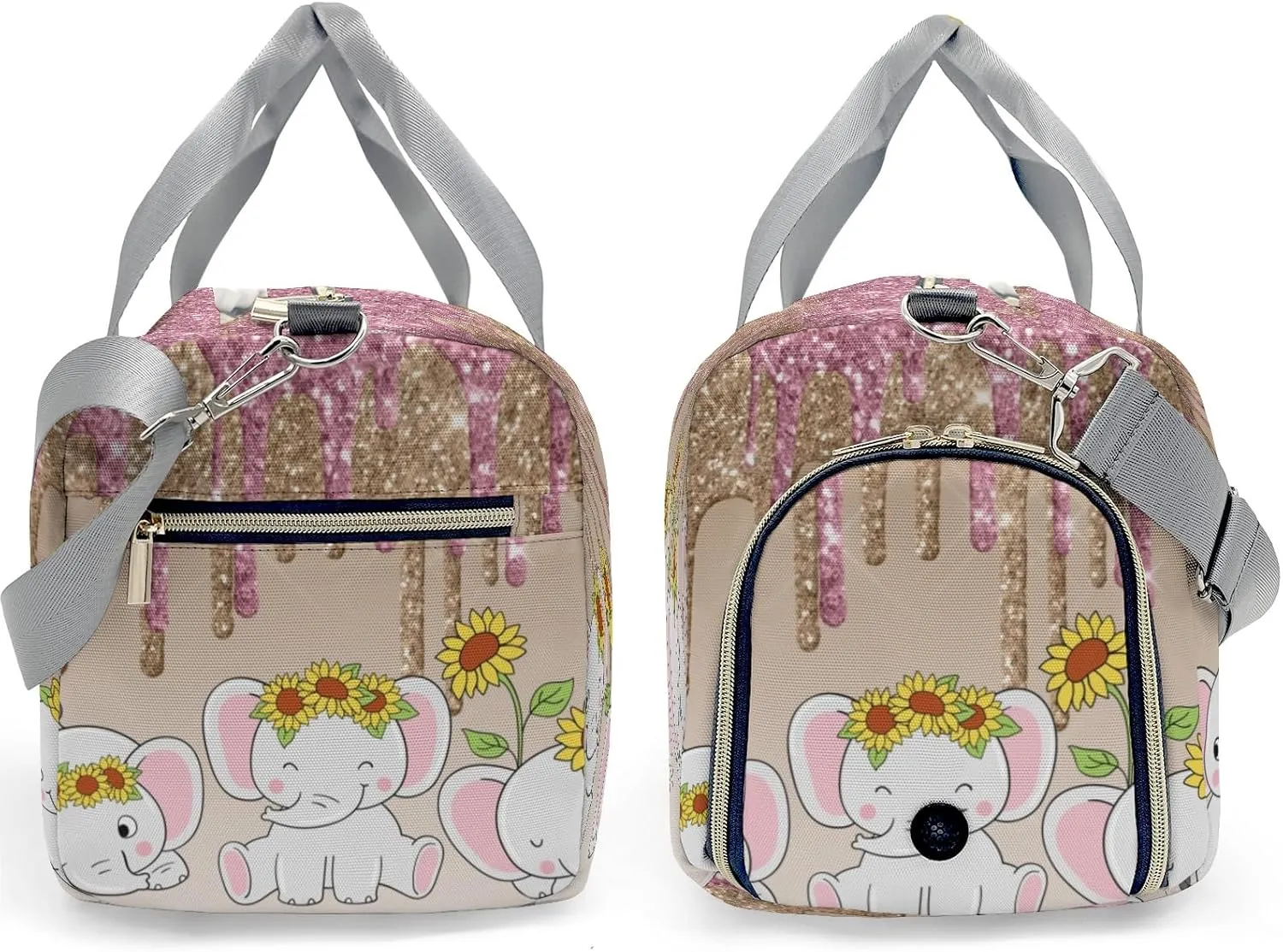 Custom Duffel Bag Dripping Gold Rose Glitter Elephant Sunflower Adventure Awaits: Best Travel Bags for Hiking and Sports