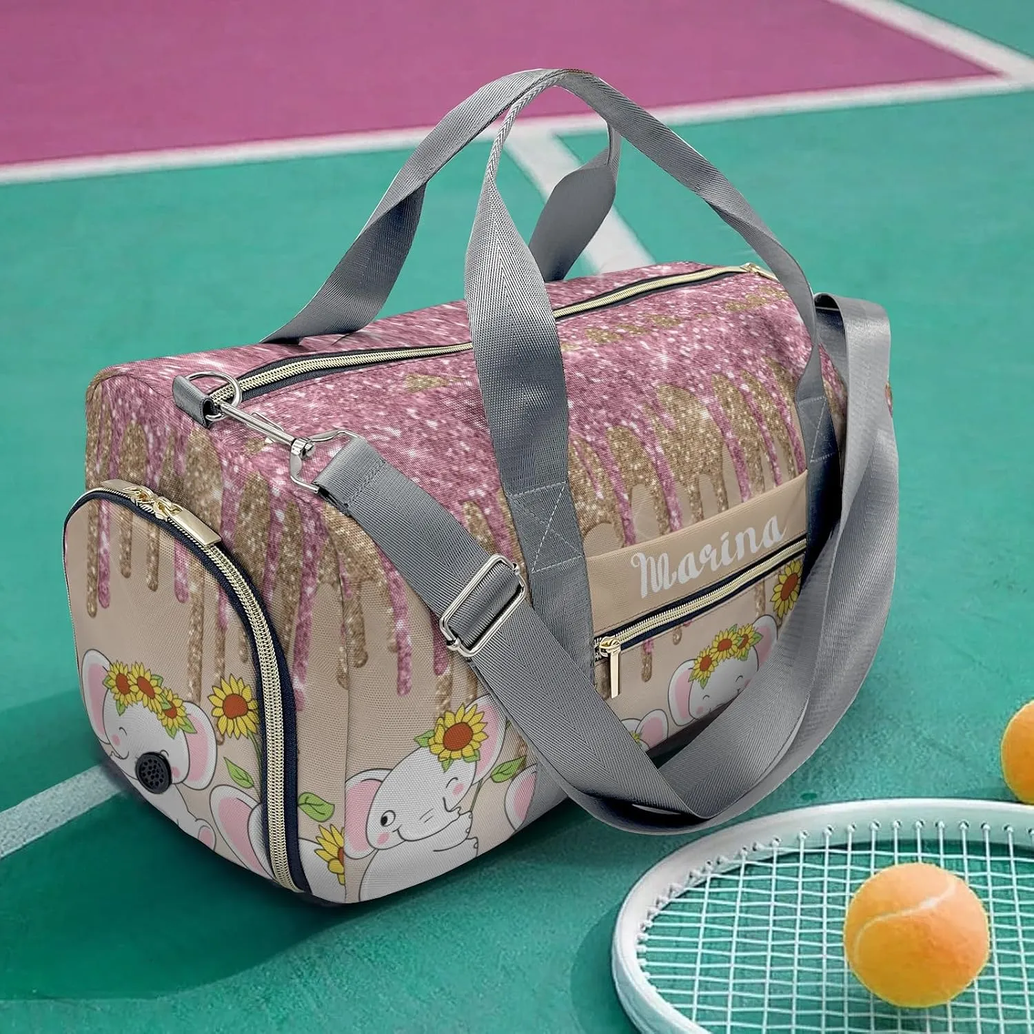 Custom Duffel Bag Dripping Gold Rose Glitter Elephant Sunflower Adventure Awaits: Best Travel Bags for Hiking and Sports