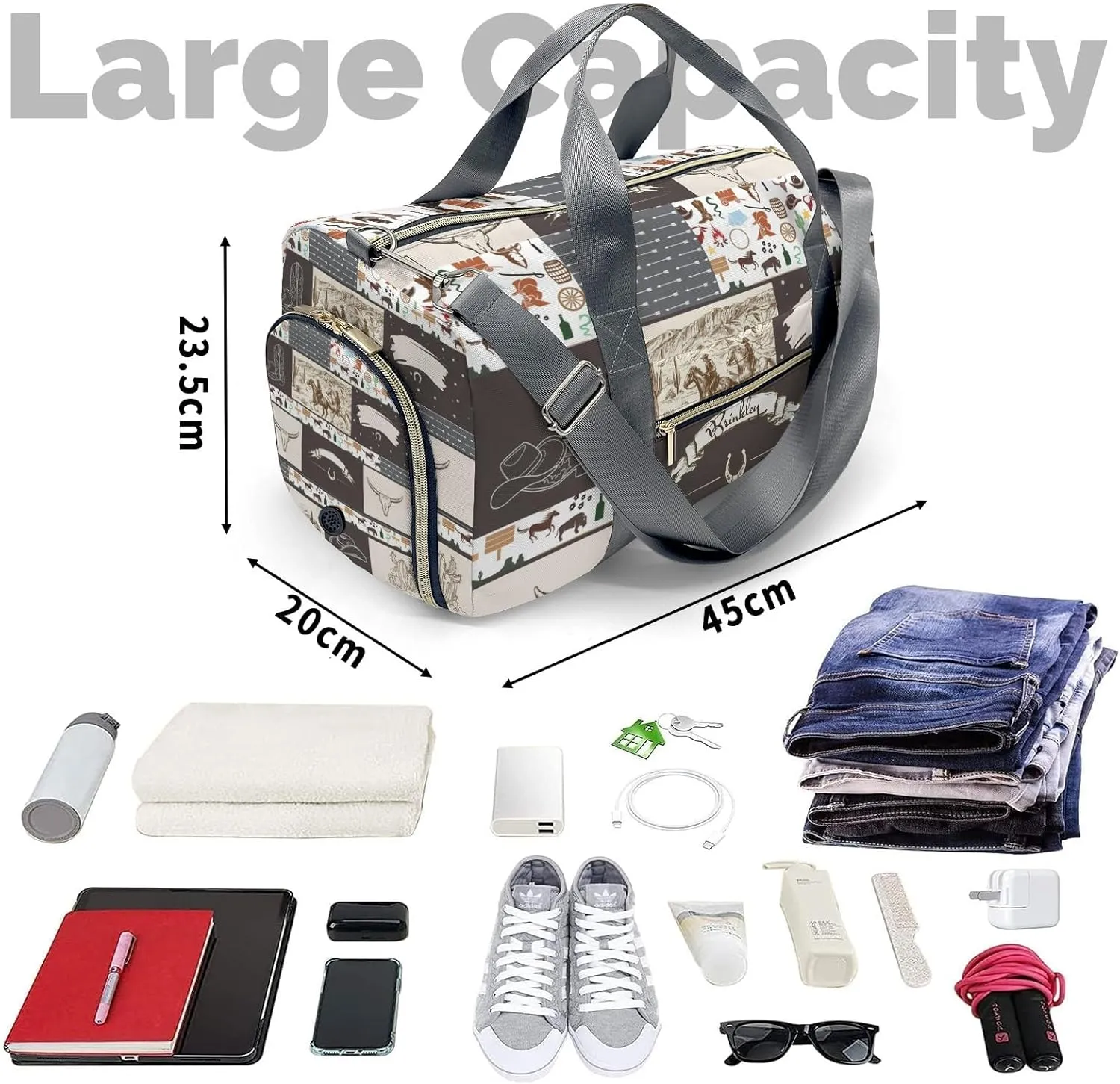 Custom Duffel Bag Western Vintage Cowboy Life Adventure Awaits: Best Travel Bags for Hiking and Sports