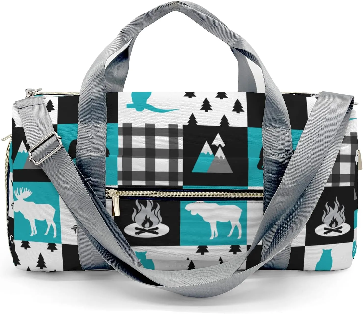 Custom Duffel Bag Wild Animal Owl Plaid Adventure Awaits: Best Travel Bags for Hiking and Sports