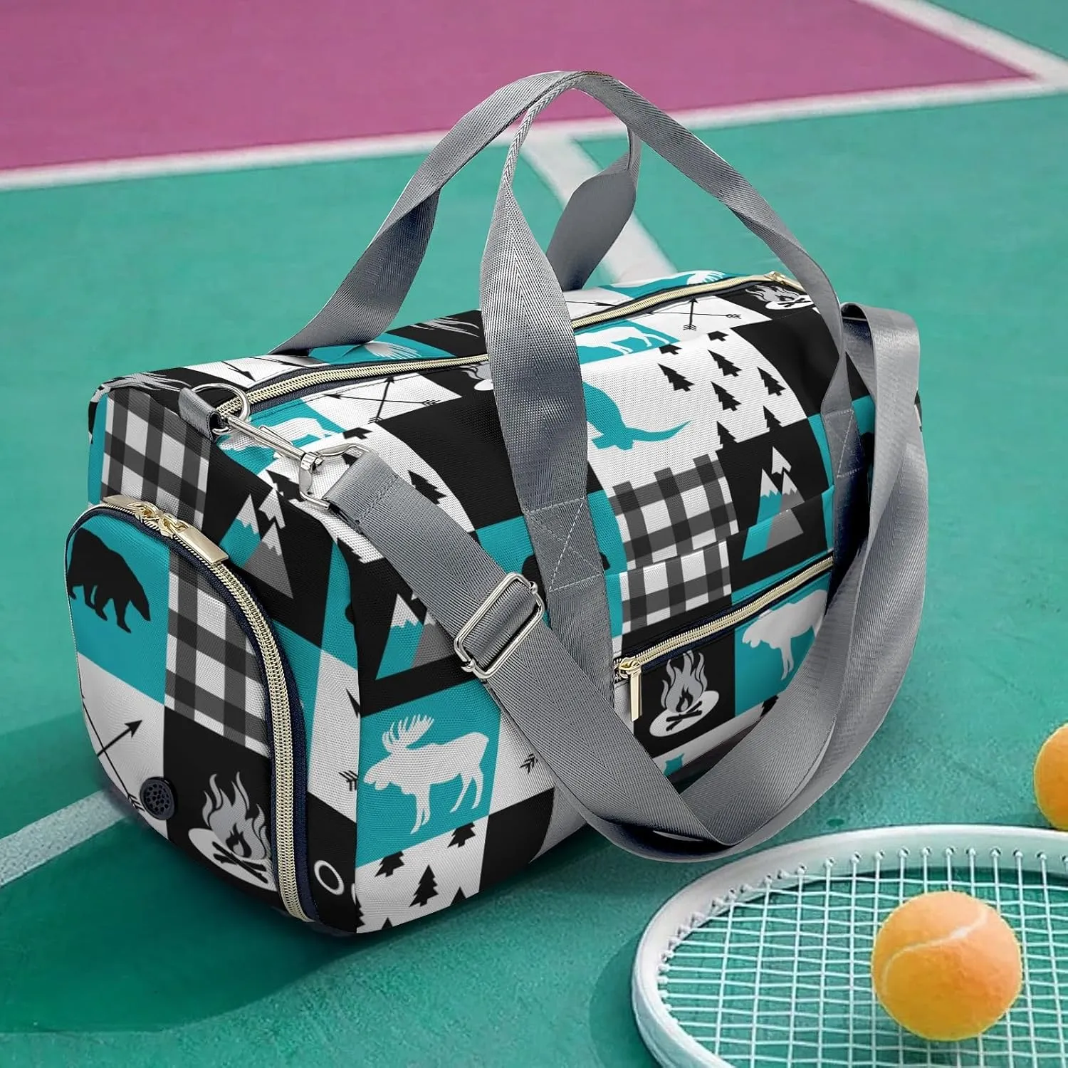 Custom Duffel Bag Wild Animal Owl Plaid Adventure Awaits: Best Travel Bags for Hiking and Sports
