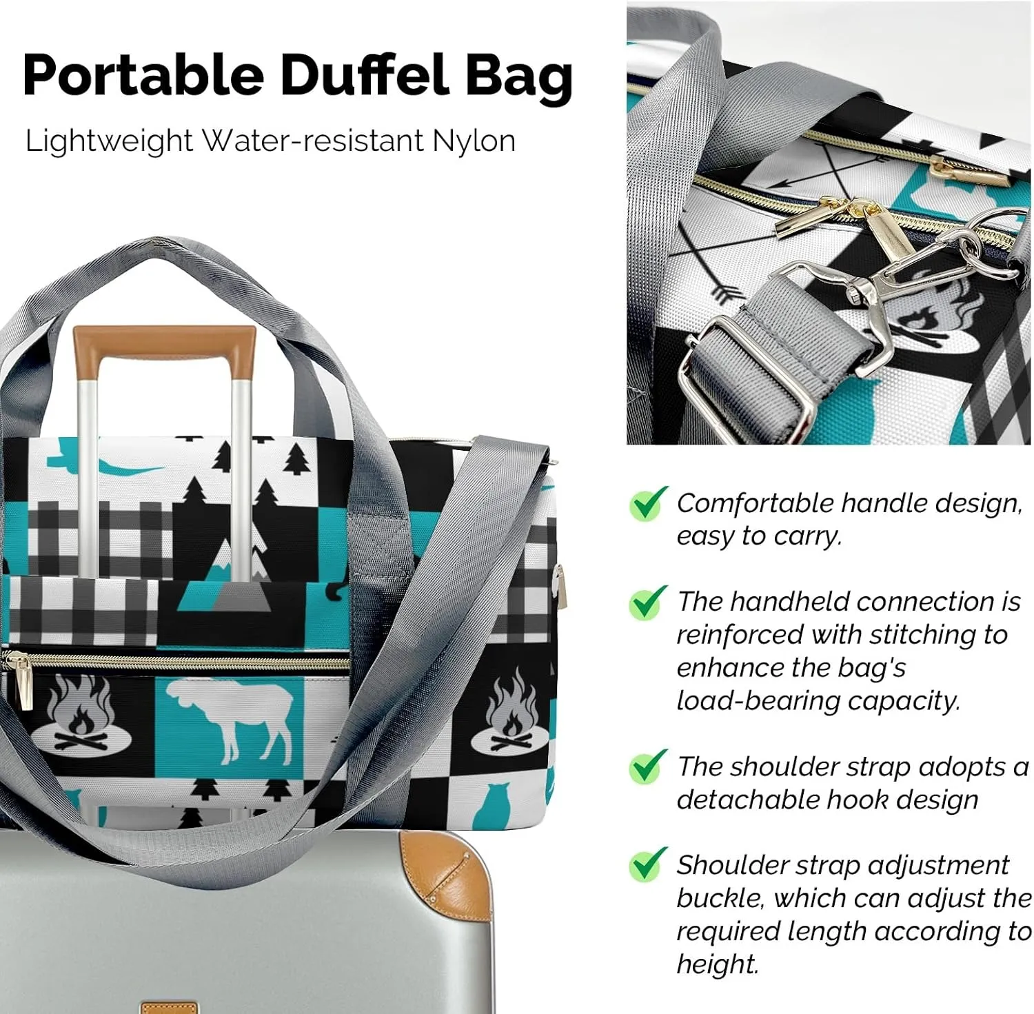 Custom Duffel Bag Wild Animal Owl Plaid Adventure Awaits: Best Travel Bags for Hiking and Sports