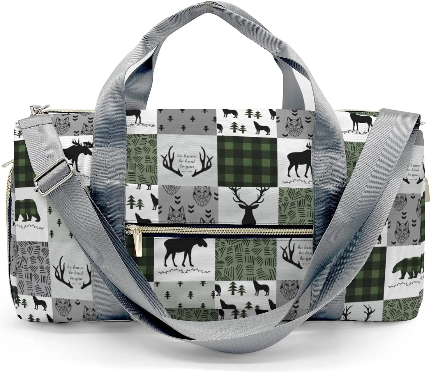 Custom Duffel Bag Woodland Deer Bear Wolf Forest Compact and Convenient: Fitness Bags for the Modern Traveler