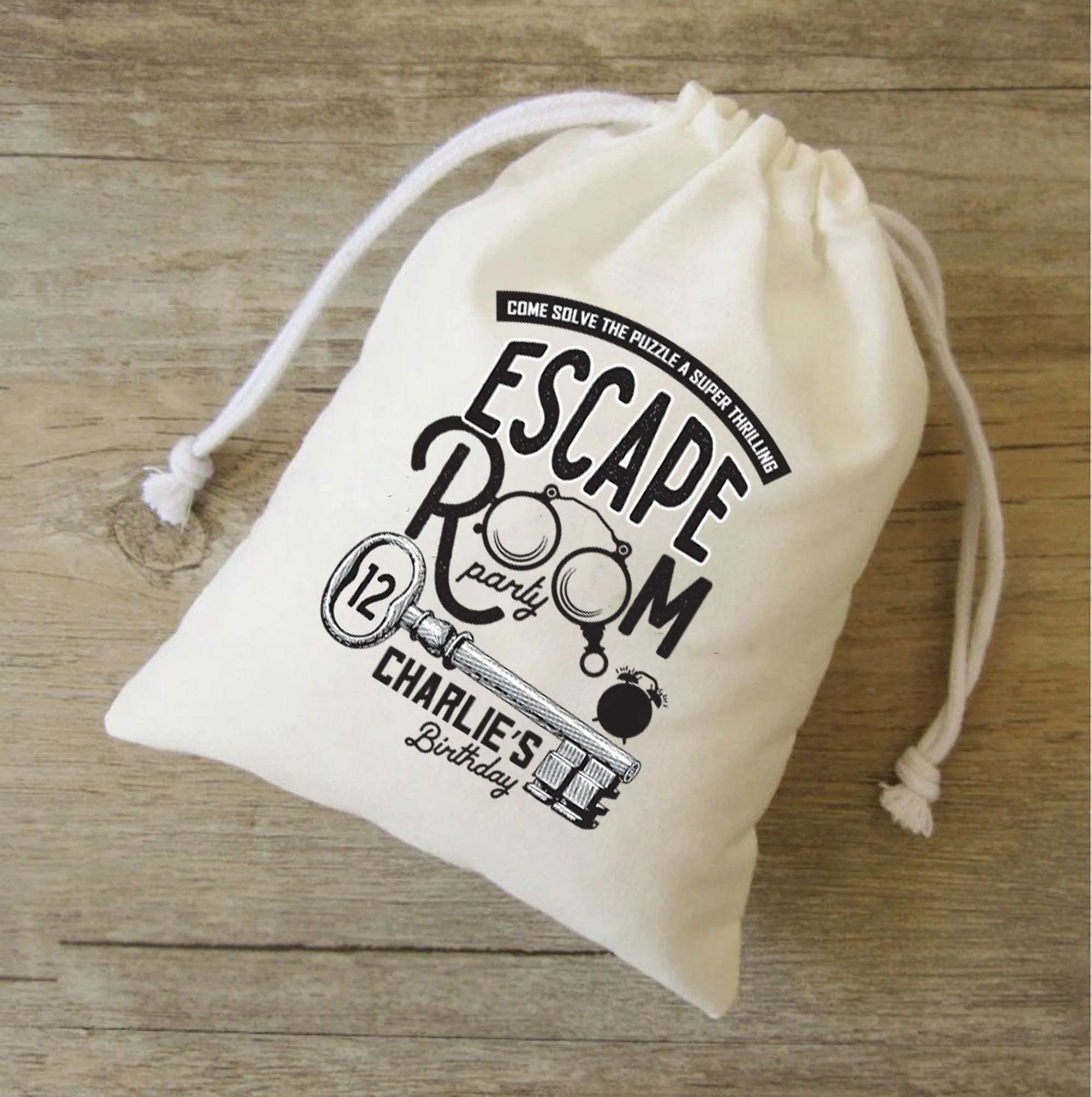 Custom Escape Room Party Bags - Mystery Gift Party Favor Bag - Birthday gift bag -  Kids Birthday Party favor - Escape Room Goodie bags