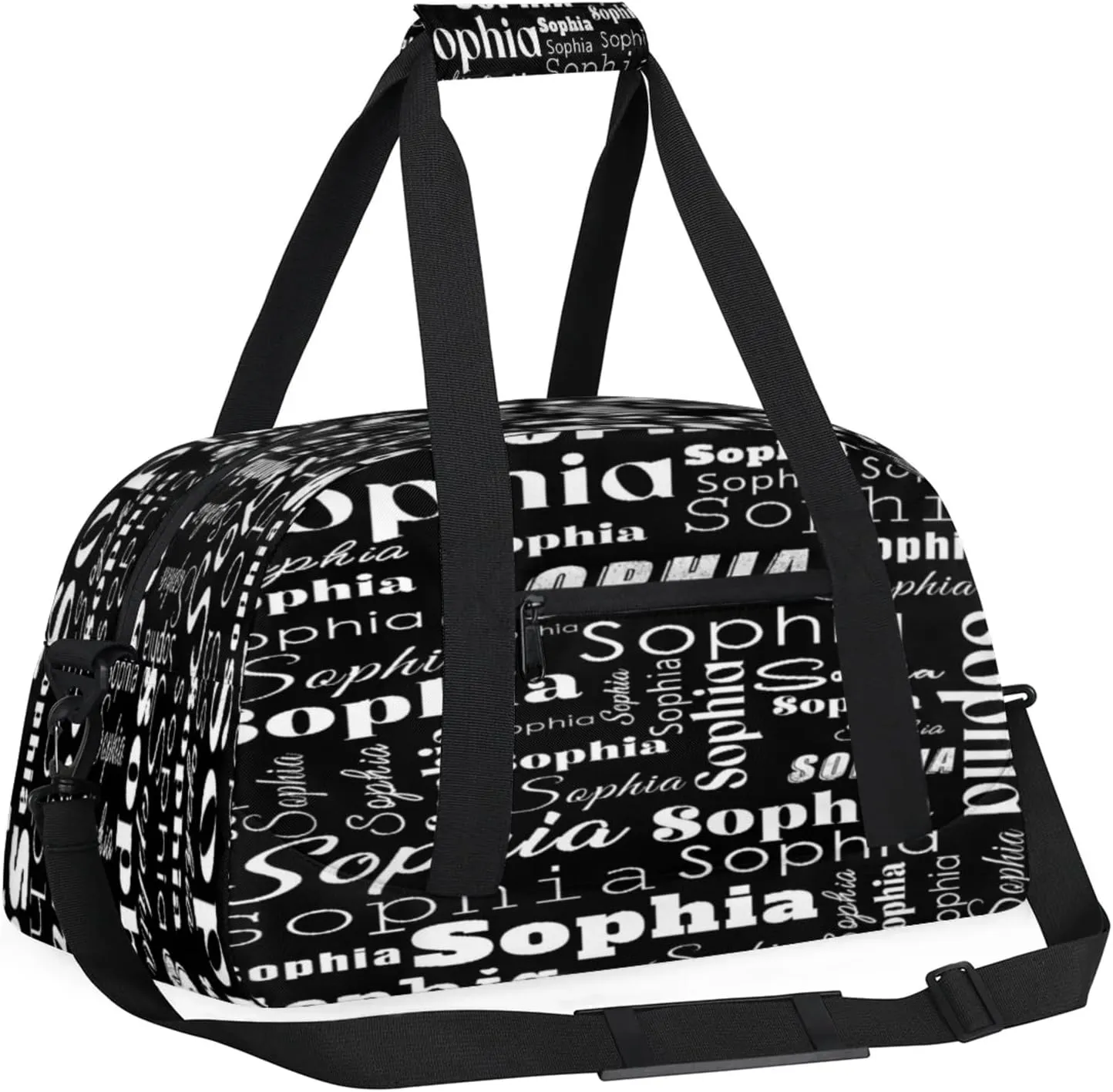 Custom Gym Duffel Bag for Women Men, Personalized Name Sport Bag Overnight Bags Customized Travel Weekender Bag, Black