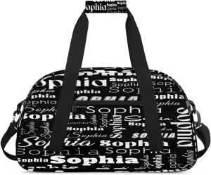 Custom Gym Duffel Bag for Women Men, Personalized Name Sport Bag Overnight Bags Customized Travel Weekender Bag, Black