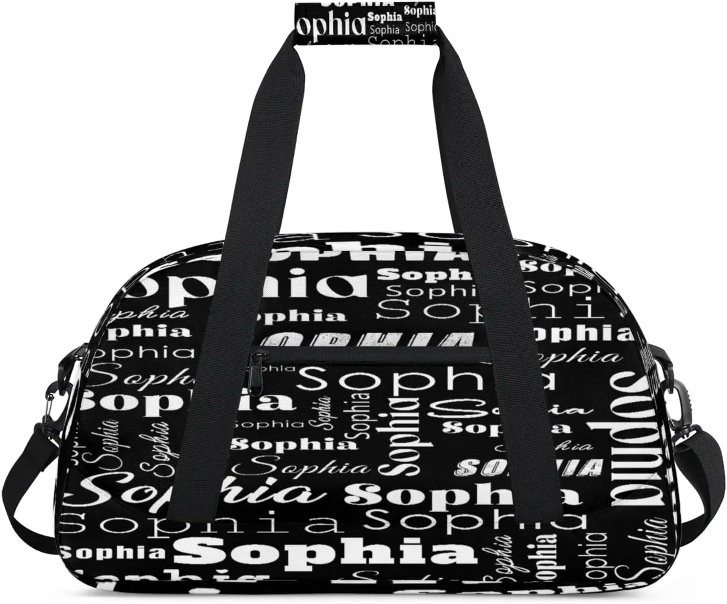 Custom Gym Duffel Bag for Women Men, Personalized Name Sport Bag Overnight Bags Customized Travel Weekender Bag, Black
