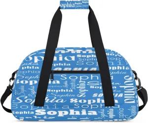 Custom Gym Duffel Bag for Women Men, Personalized Name Sport Bag Overnight Bags Customized Travel Weekender Bag, Blue
