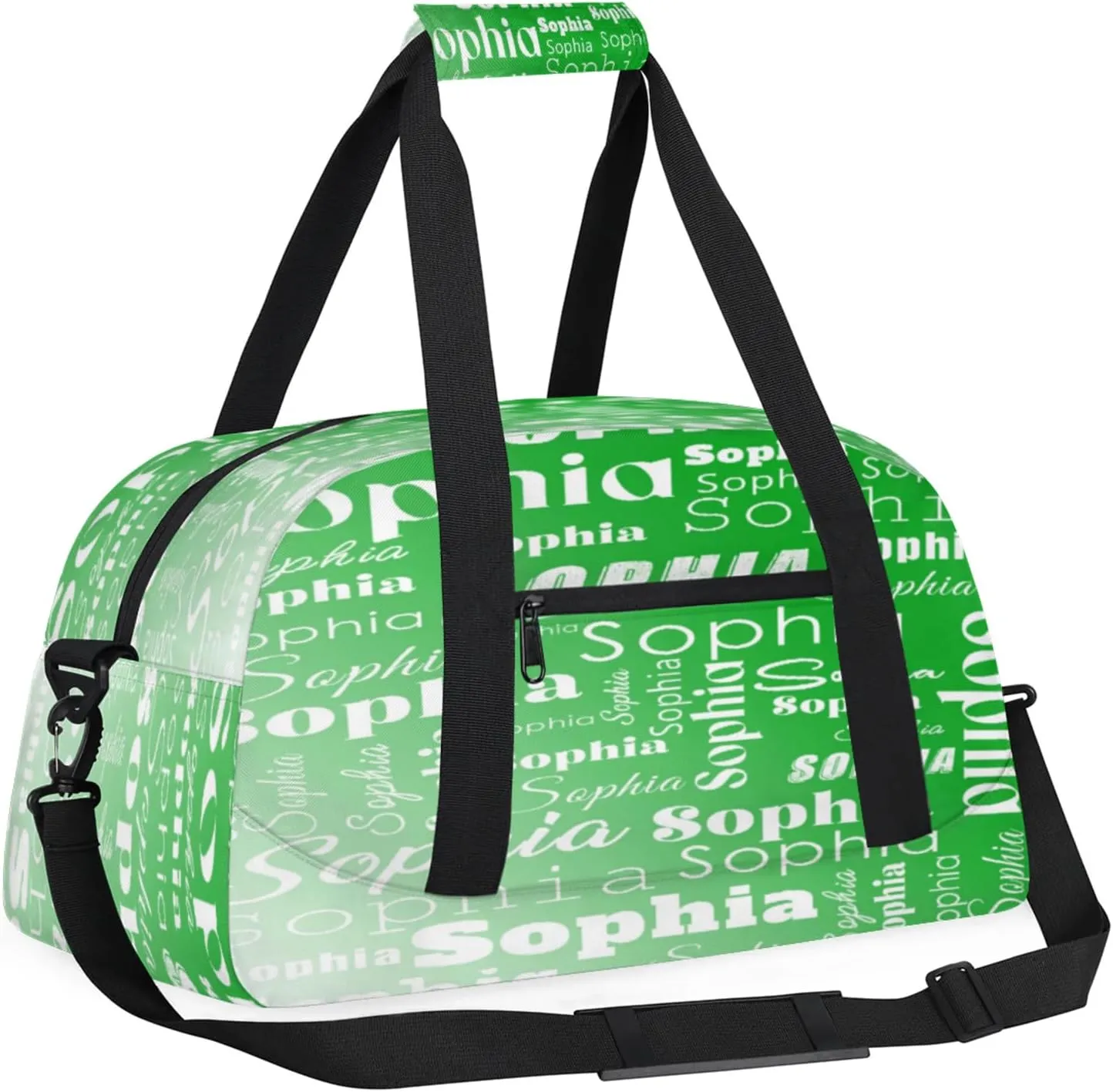 Custom Gym Duffel Bag for Women Men, Personalized Name Sport Bag Overnight Bags Customized Travel Weekender Bag, Grass Green Gradient