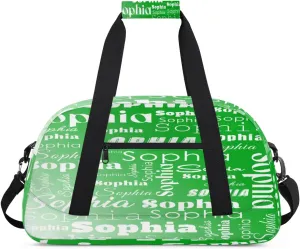 Custom Gym Duffel Bag for Women Men, Personalized Name Sport Bag Overnight Bags Customized Travel Weekender Bag, Grass Green Gradient