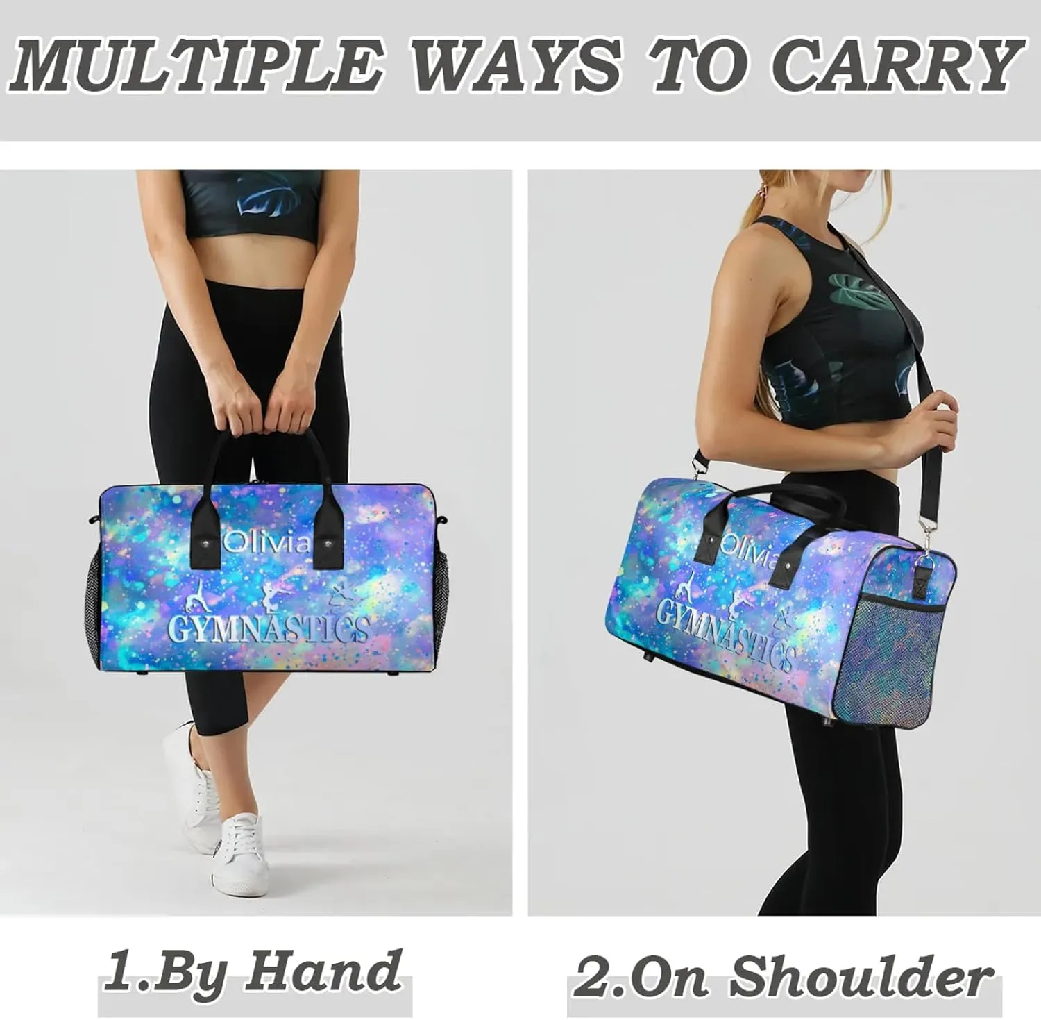 Custom Gymnastics Duffel Bag Personalized Name Dance Ballet Bags Waterproof
