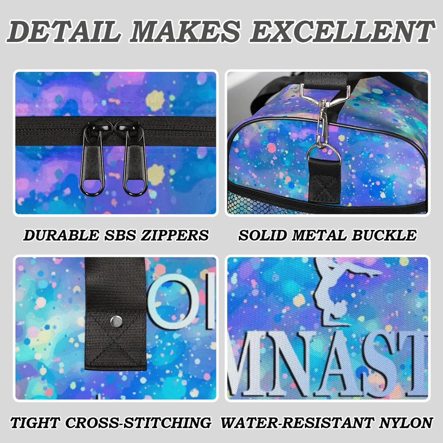 Custom Gymnastics Duffel Bag Personalized Name Dance Ballet Bags Waterproof