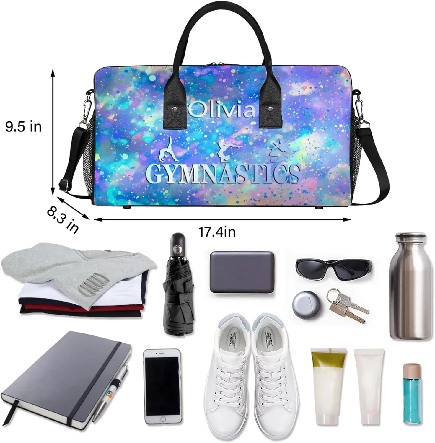 Custom Gymnastics Duffel Bag Personalized Name Dance Ballet Bags Waterproof