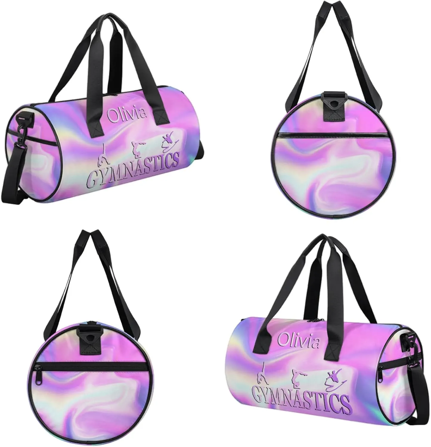 Custom Gymnastics Duffel Bag Round Personalized Name Dance Ballet Bags Waterproof