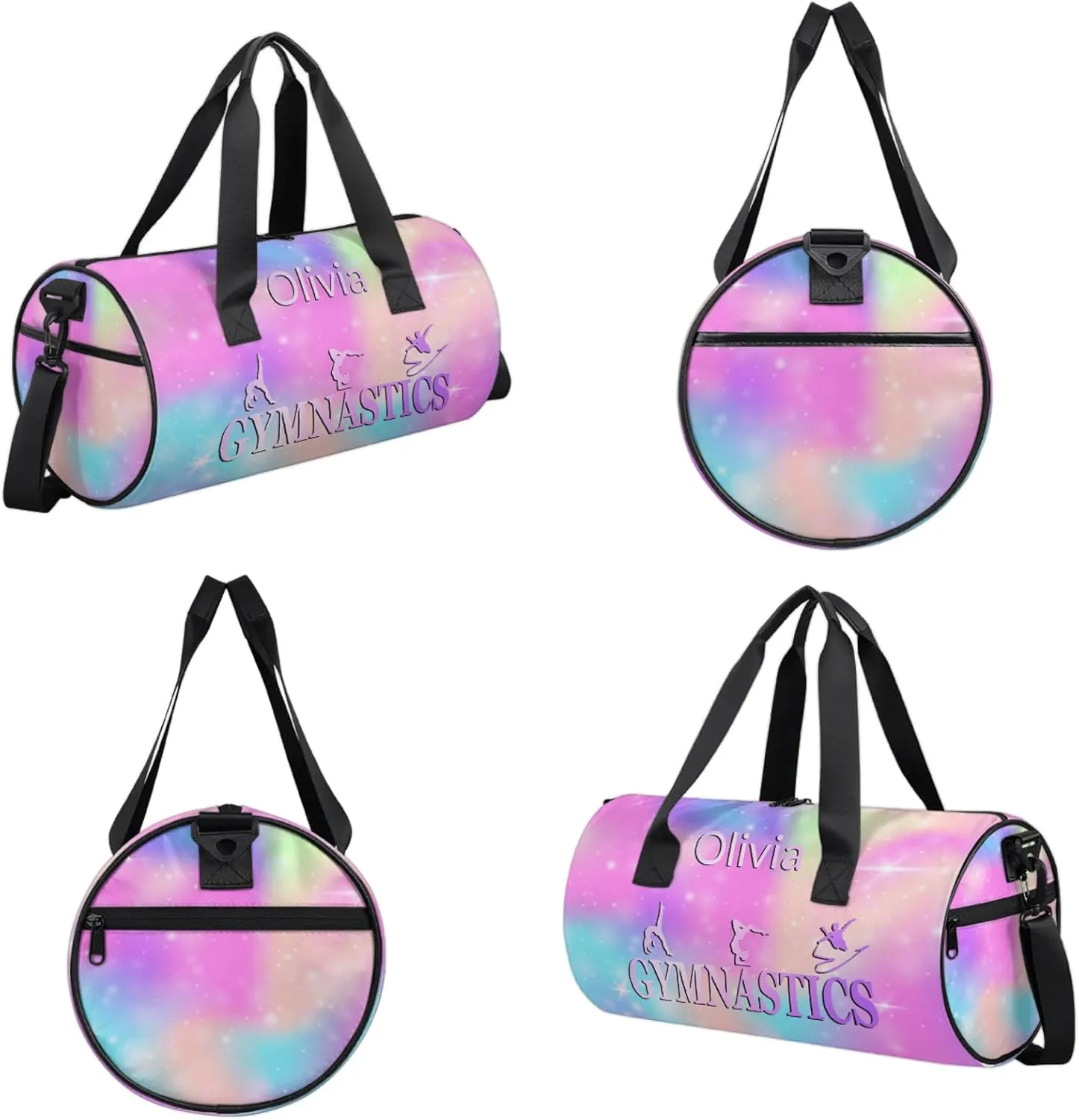 Custom Gymnastics Duffel Bag Round Personalized Name Dance Ballet Bags Waterproof