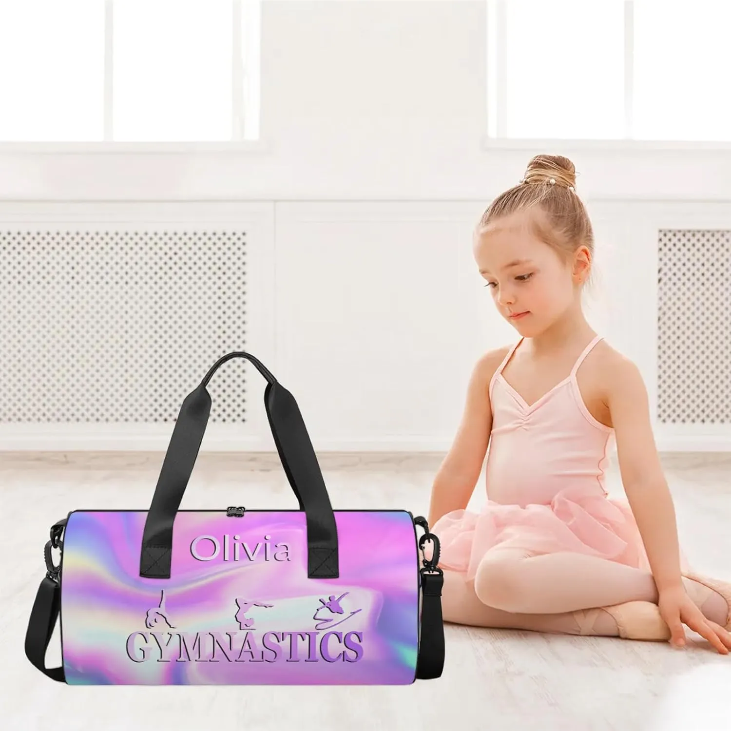Custom Gymnastics Duffel Bag Round Personalized Name Dance Ballet Bags Waterproof