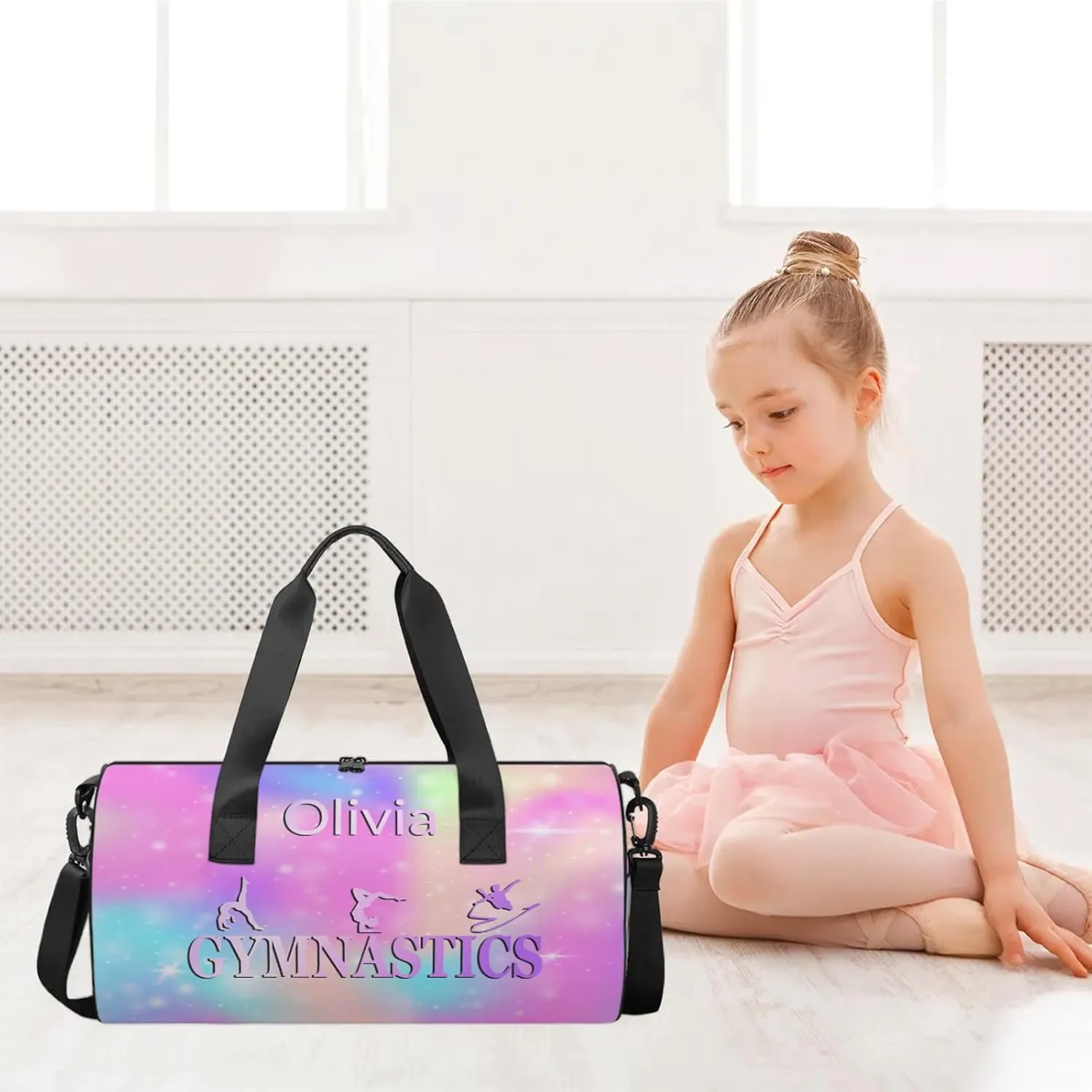 Custom Gymnastics Duffel Bag Round Personalized Name Dance Ballet Bags Waterproof