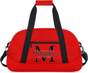 Custom Initial Sport Bag with Name, Personalized Gym Duffel Bags Personalized Gifts for Women Custom Travel Weekender Bag Monogrammed Custom Gifts, Coral Red A