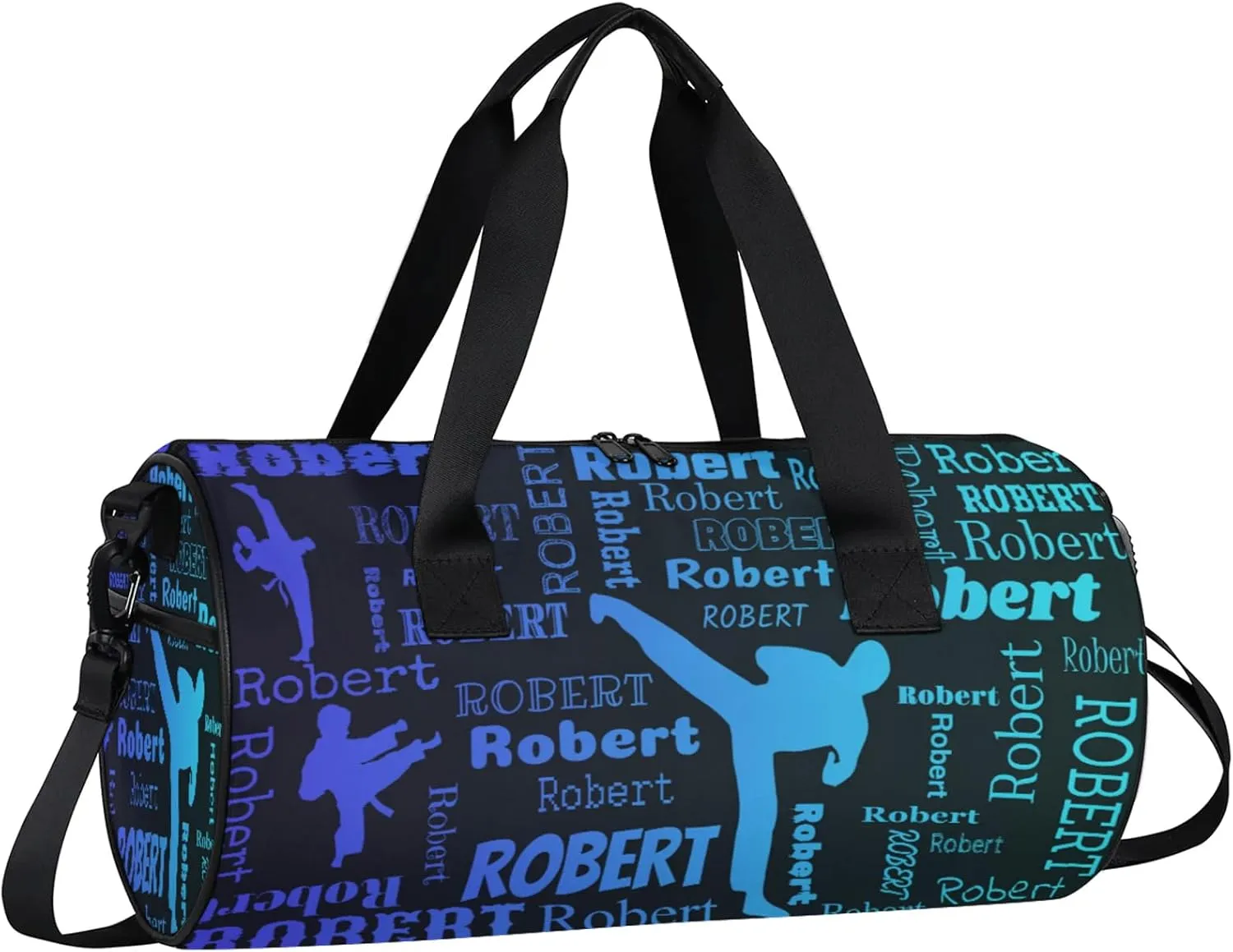 Custom Karate Sport Bags Personalized Sports Gym Bag with Name Overnight Weekender Duffel Bag Customized Gifts for Women Men, Multi Blue