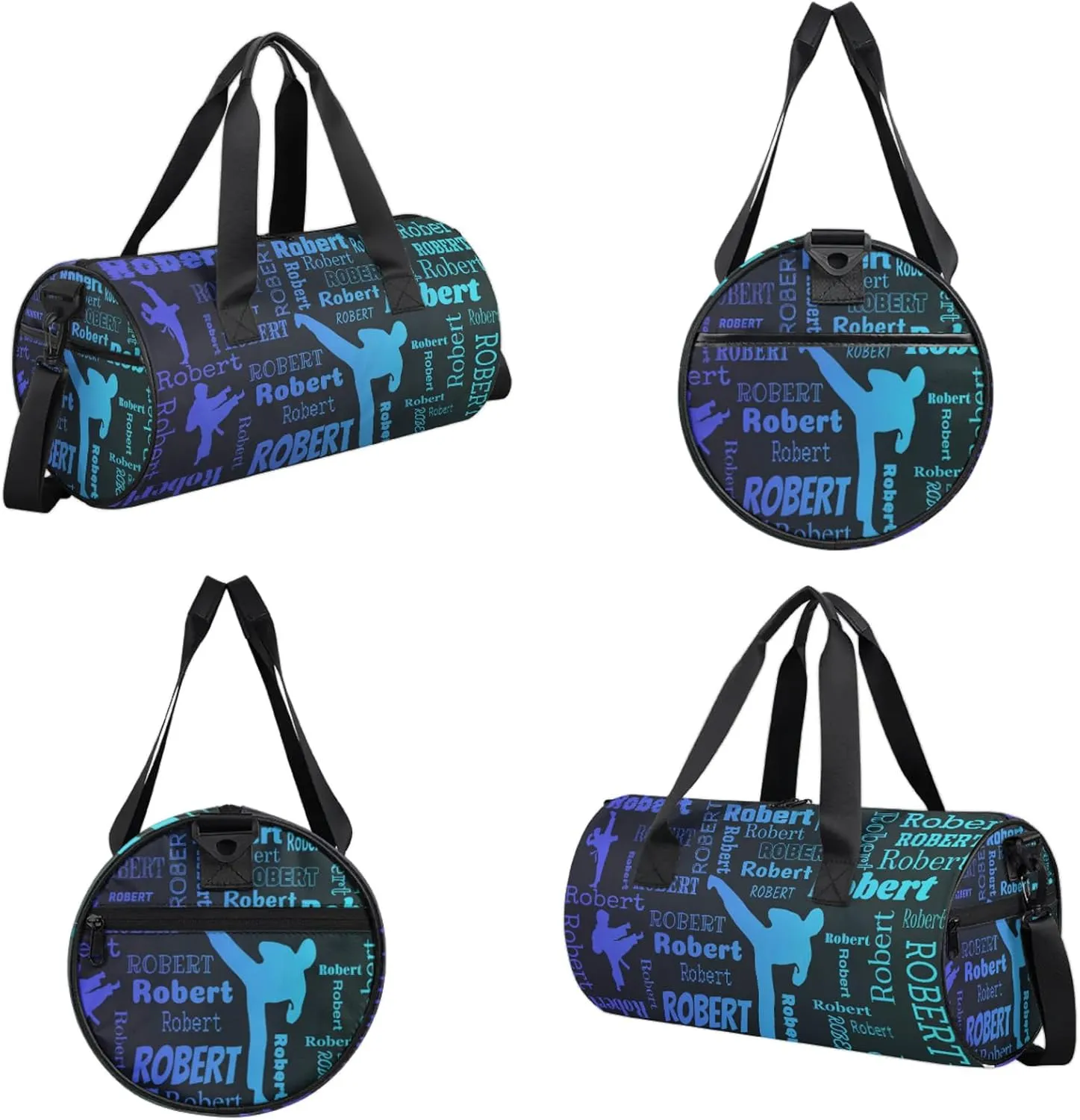 Custom Karate Sport Bags Personalized Sports Gym Bag with Name Overnight Weekender Duffel Bag Customized Gifts for Women Men, Multi Blue