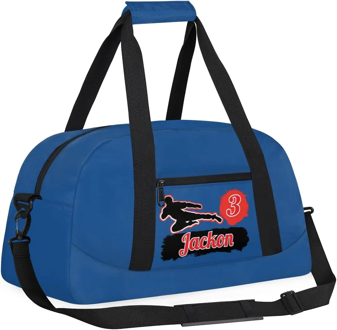 Custom Karate Sports Gym Bag for Girls Boys, Overnight Duffel Bags Cheerleader for Kids Personalized Dance Bag, Gymnastics Duffel Bag - Taekwondo