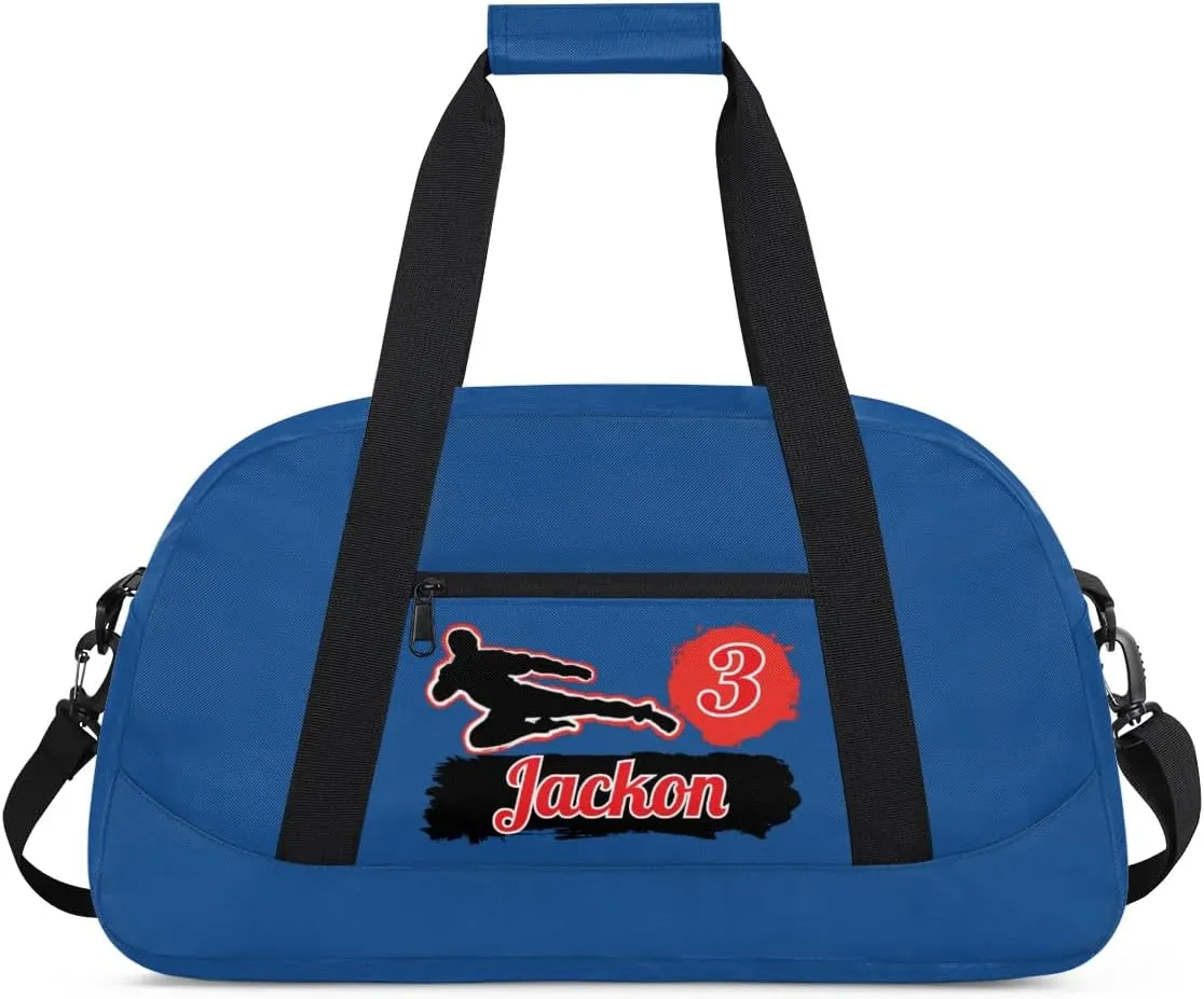 Custom Karate Sports Gym Bag for Girls Boys, Overnight Duffel Bags Cheerleader for Kids Personalized Dance Bag, Gymnastics Duffel Bag - Taekwondo