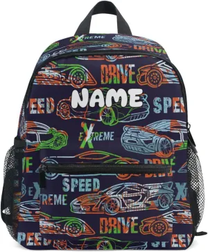 Custom Kids Toddler Backpack, Race Car Backpack for Boys Girls, Preschool School Children Schoolbag Nursery Junior Primary Student Travel Bag