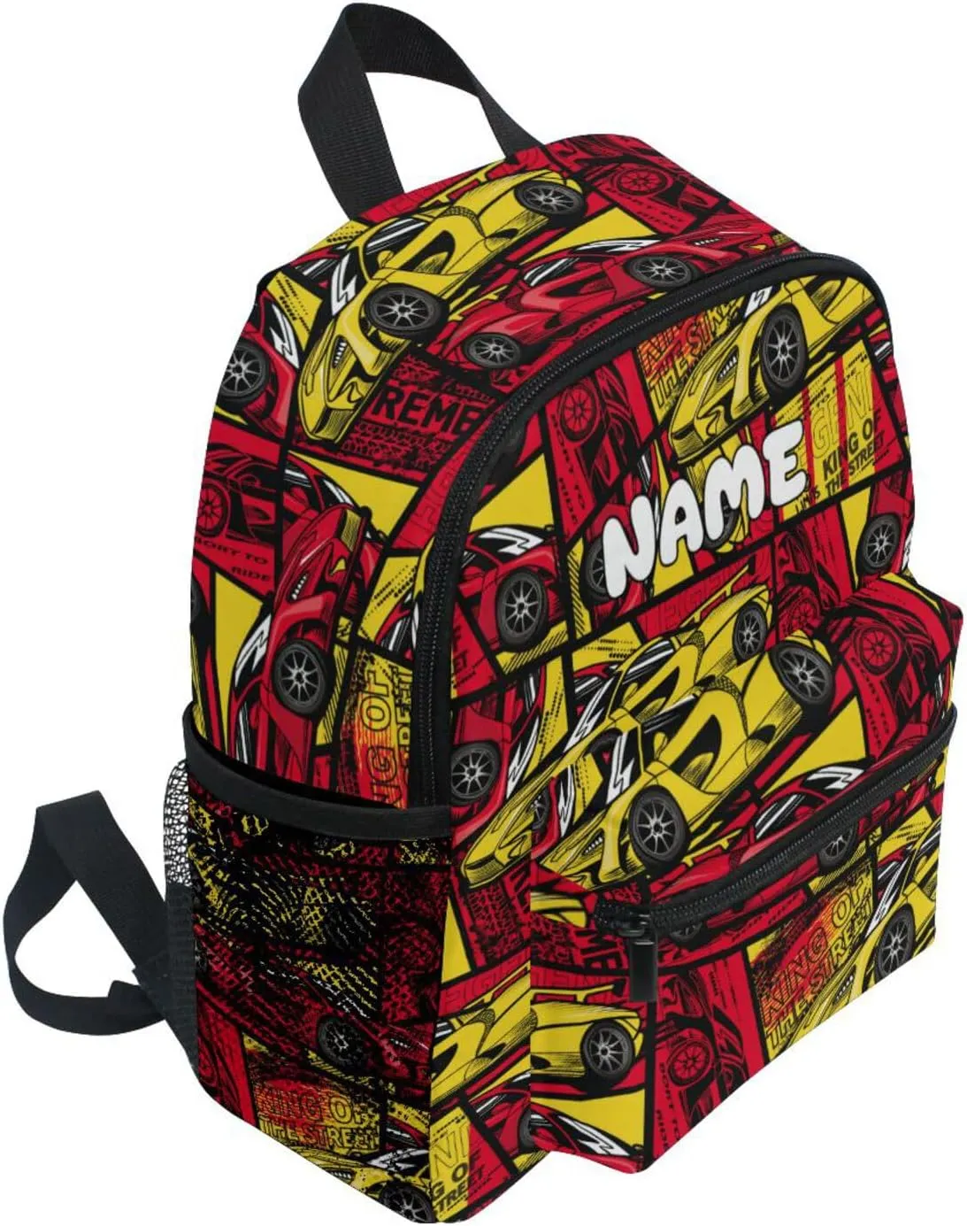 Custom Kids Toddler Backpack, Race Car Backpack for Boys Girls, Preschool School Children Schoolbag Nursery Junior Primary Student Travel Bag