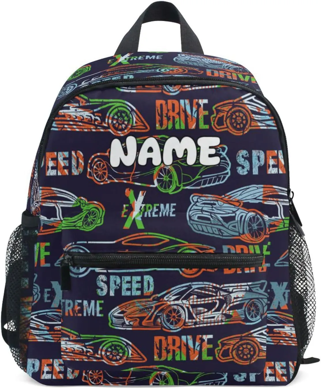 Custom Kids Toddler Backpack, Race Car Backpack for Boys Girls, Preschool School Children Schoolbag Nursery Junior Primary Student Travel Bag