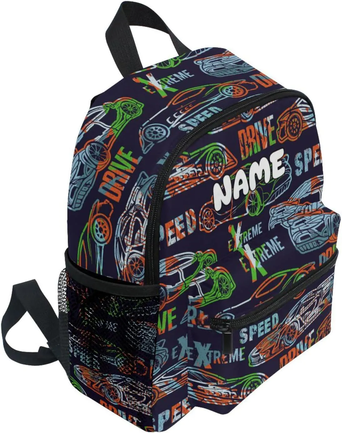 Custom Kids Toddler Backpack, Race Car Backpack for Boys Girls, Preschool School Children Schoolbag Nursery Junior Primary Student Travel Bag