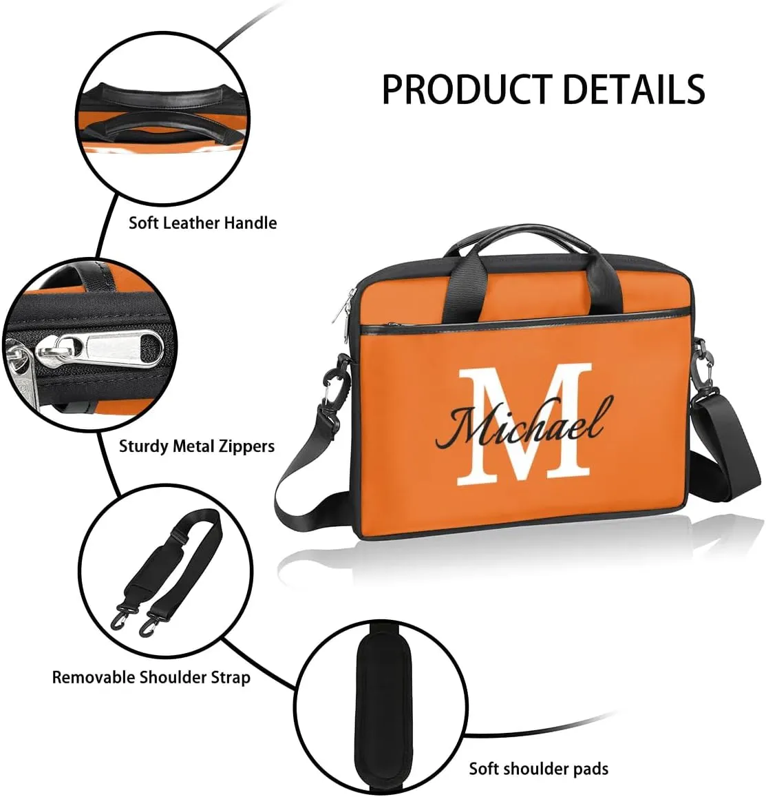 Custom Laptop Bag with Name Personalized Shoulder Bag Lightweight Computer Bag Messenger Bags with Handle