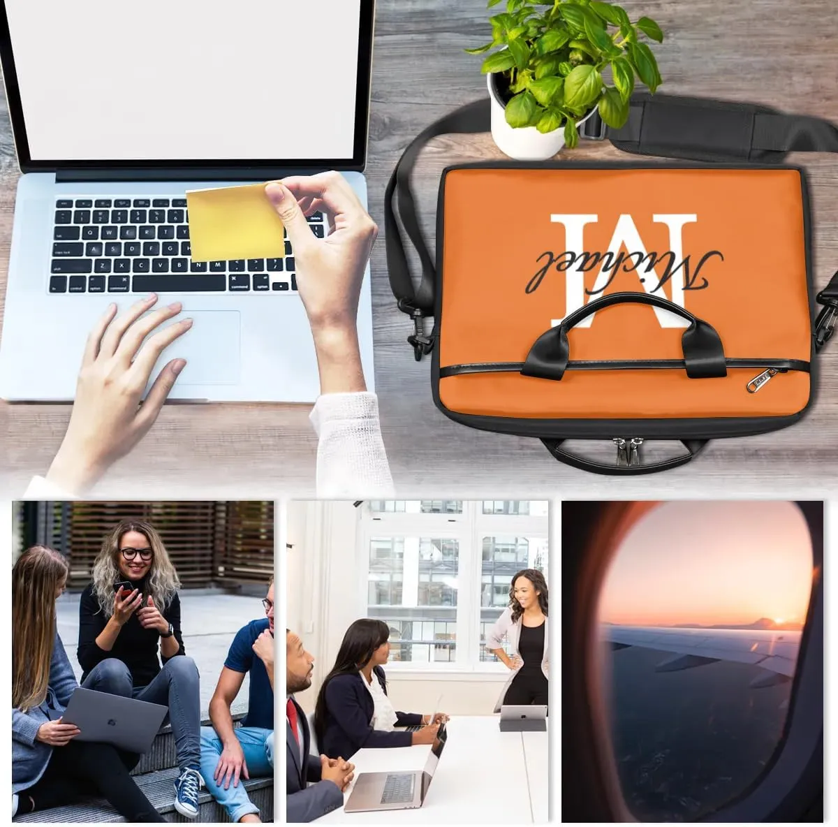 Custom Laptop Bag with Name Personalized Shoulder Bag Lightweight Computer Bag Messenger Bags with Handle