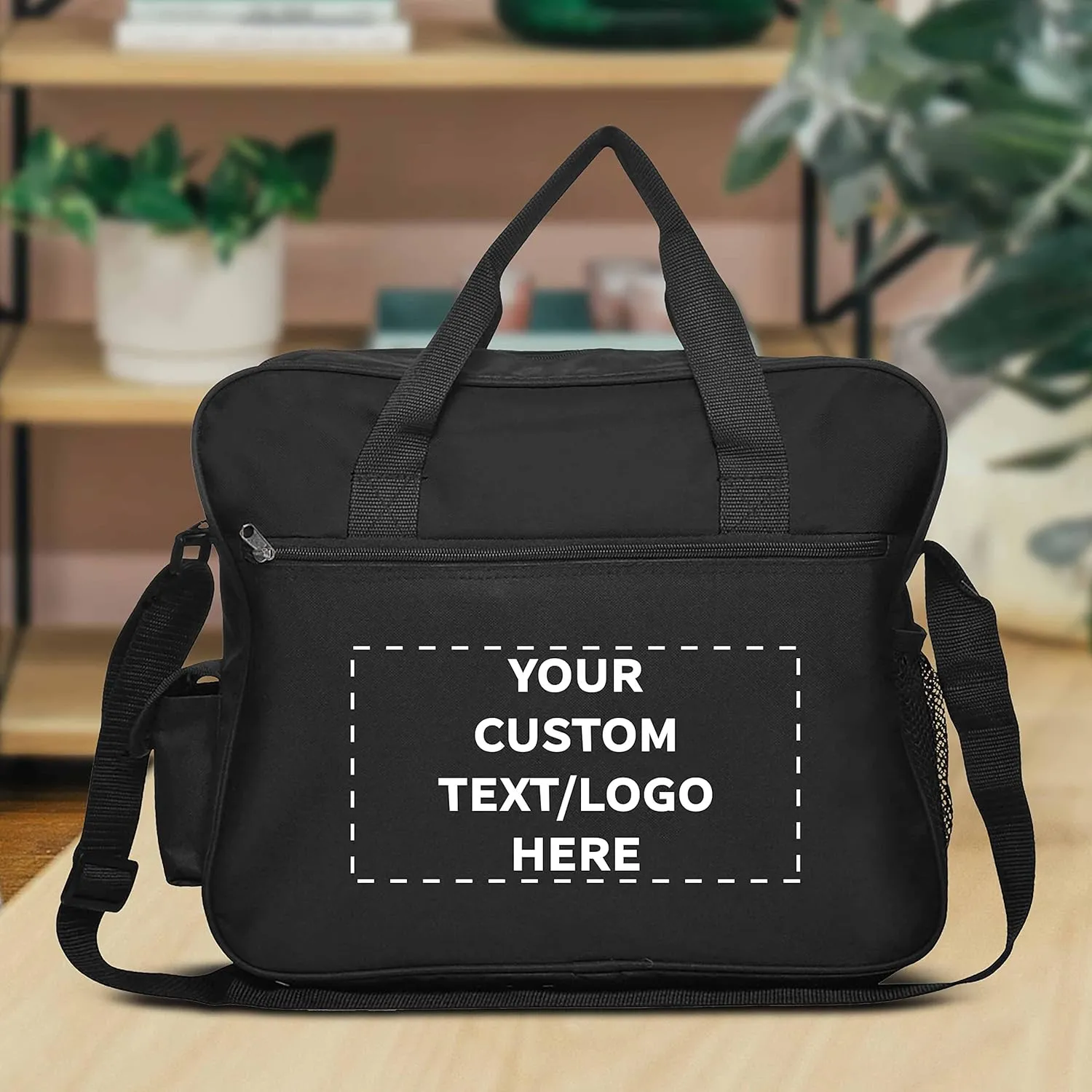 Custom Laptop Messenger Bags of 6, Personalized Bulk Pack - Perfect for Employees and For Everyday Use - Black