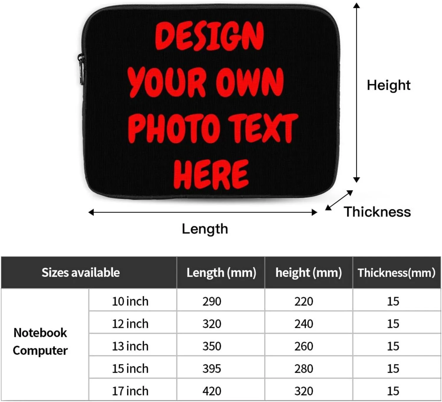 Custom Laptop Sleeve Bag, Personalized Laptop Case Tablet Bag Briefcase with Photo Text, Notebook Protective Carrying Bags 12 inch