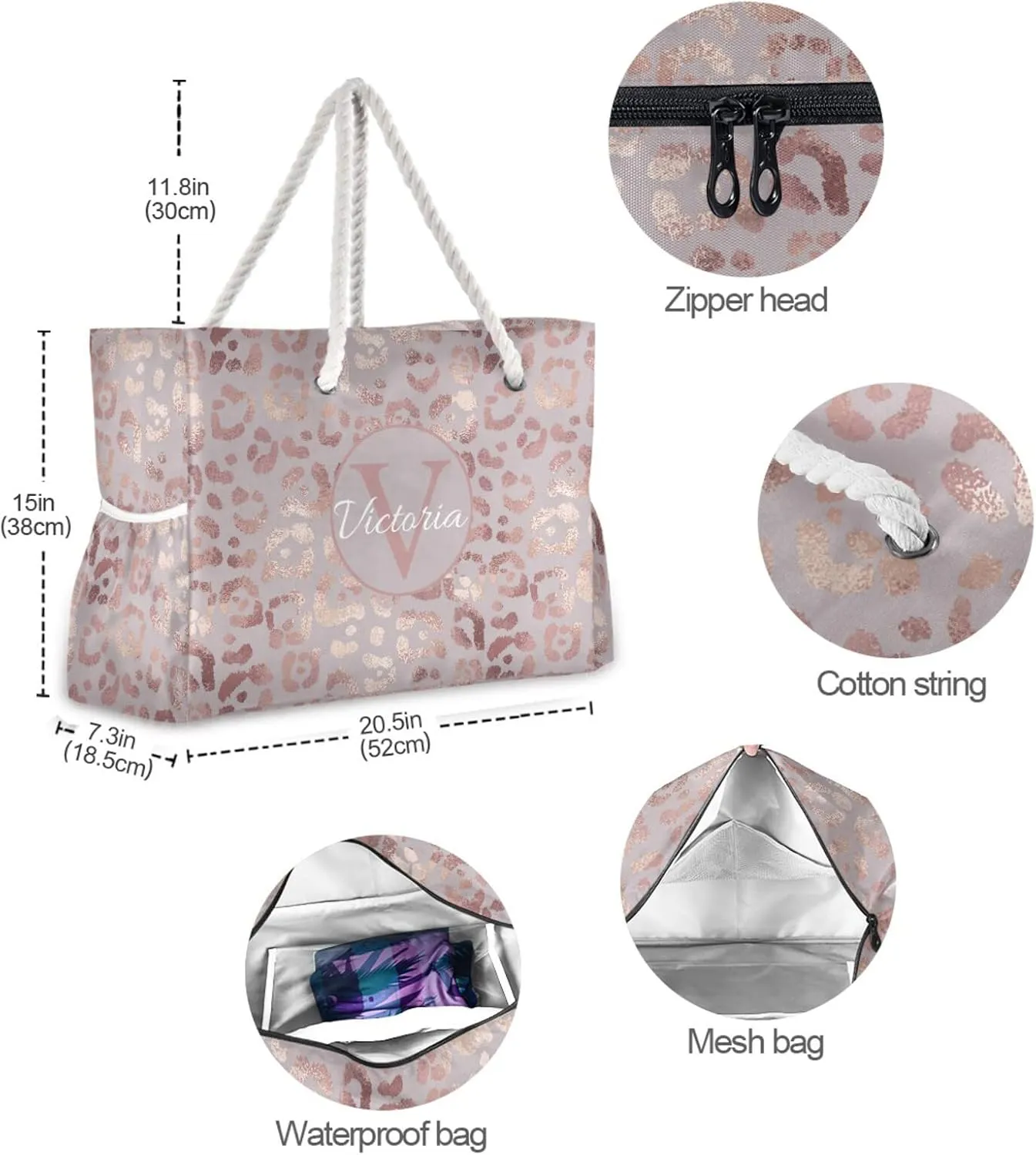 Custom Large Beach Bags Personalized Shoulder Tote Bag for Women Customized Shoulder Bag