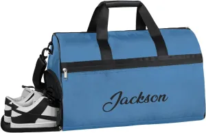 Custom Large Duffel Bags for Men Women Overnight Bags Adults Gym Duffel Bag for Training Soccer Swim Yoga Travel Blue Luggage Bag