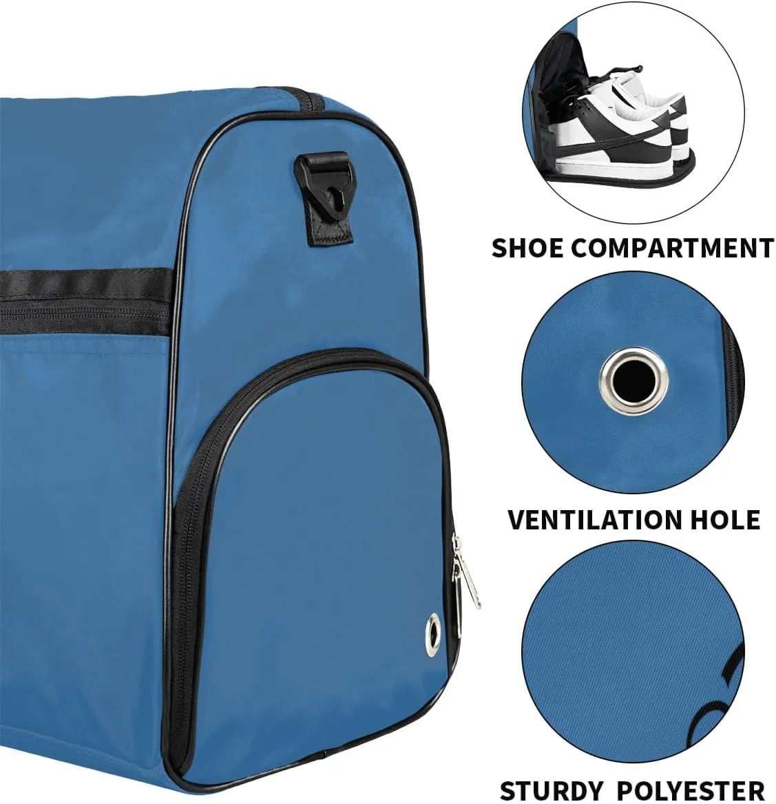 Custom Large Duffel Bags for Men Women Overnight Bags Adults Gym Duffel Bag for Training Soccer Swim Yoga Travel Blue Luggage Bag