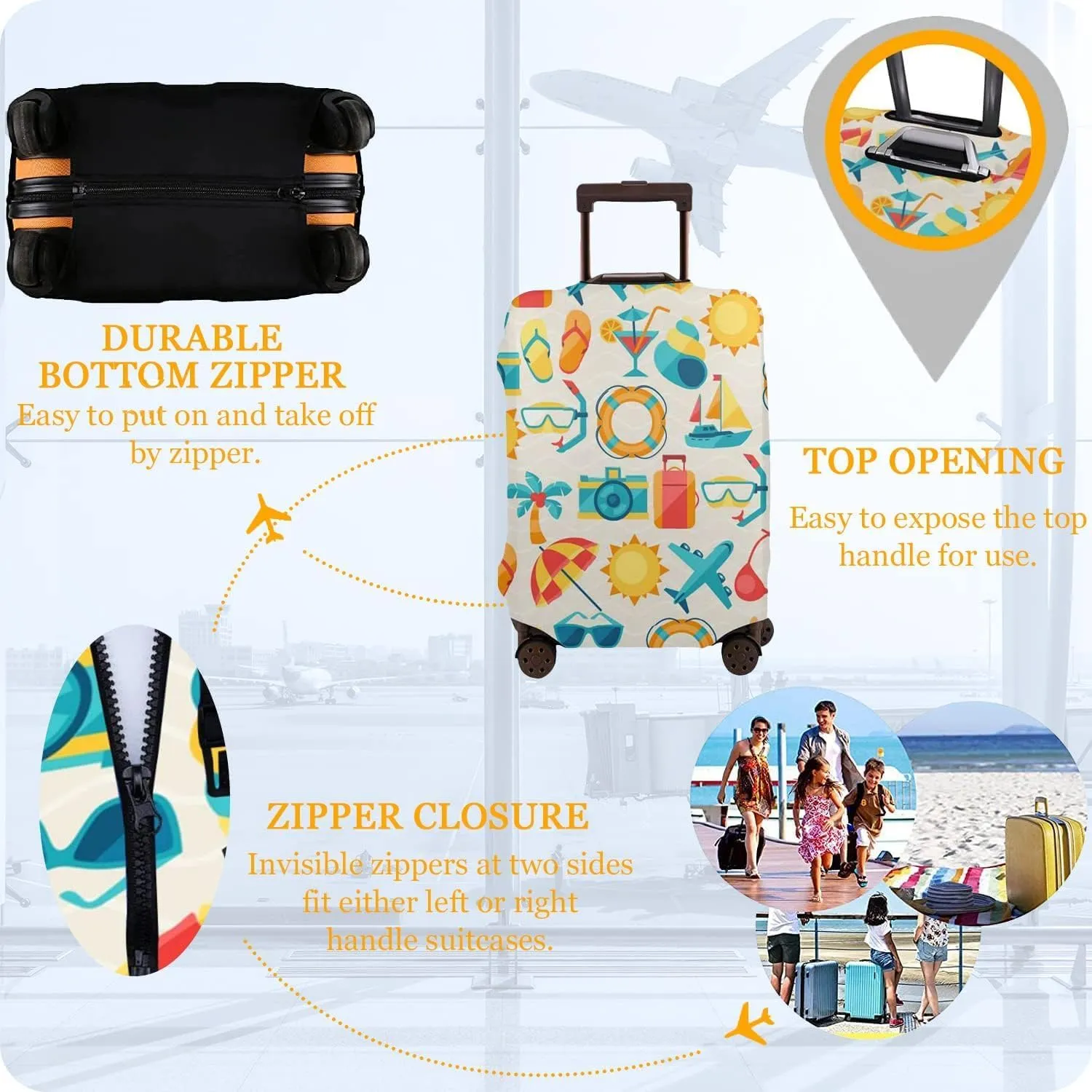 Custom Luggage Cover Personalized Luggage Cover Add Your Own Name Photo Text Double-Sided Different Design Travel Suitcase Case Protector Elastic Washable Baggage Covers (Custom Text Photo, M)