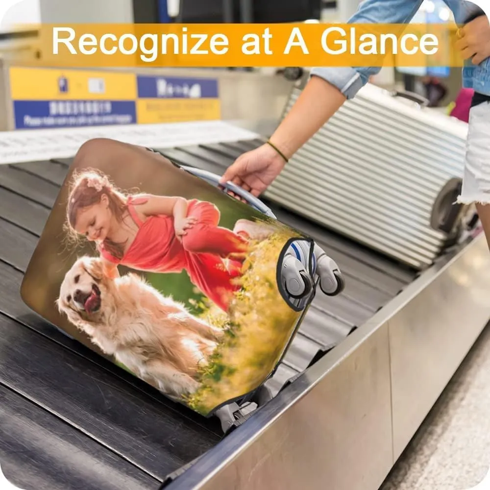 Custom Luggage Cover Personalized Luggage Cover Add Your Own Name Photo Text Double-Sided Different Design Travel Suitcase Case Protector Elastic Washable Baggage Covers (Custom Text Photo, M)