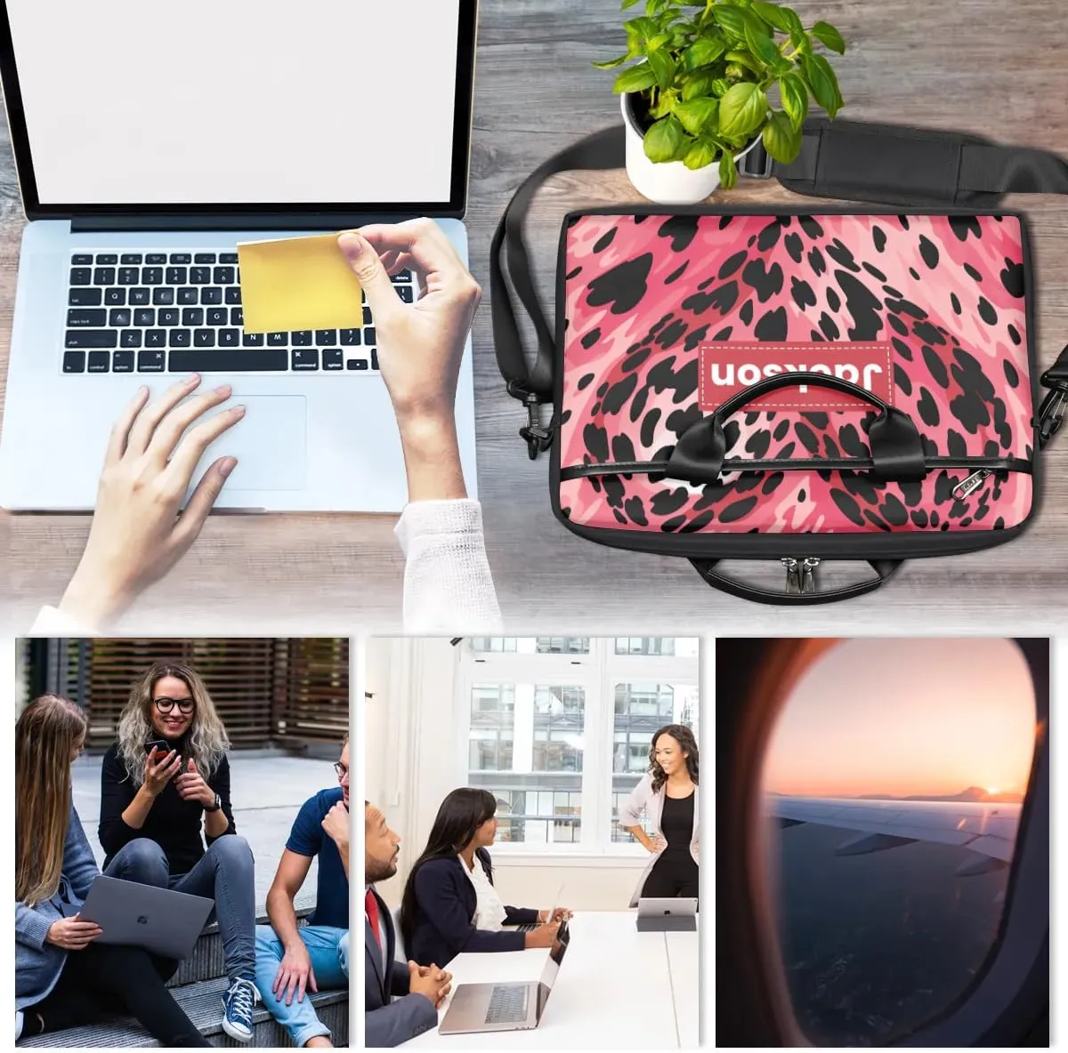 Custom Name Camouflage Laptop Bags for Men Women, Personalized Text Laptop Case Computer Bags for Work, 15 Inch