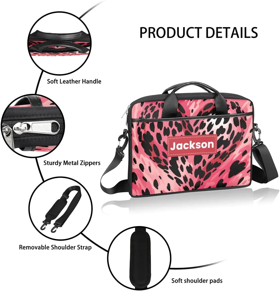 Custom Name Camouflage Laptop Bags for Men Women, Personalized Text Laptop Case Computer Bags for Work, 15 Inch