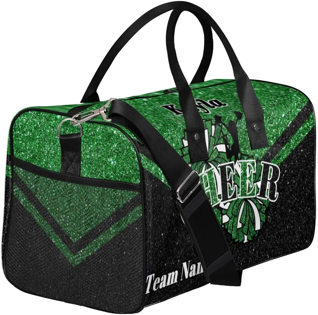Custom Name Cheerleader Bag Personalized Gym Bag Sport Duffel Bags Customized Cheerleading Bag Overnight Bag, Dark Green Gillter
